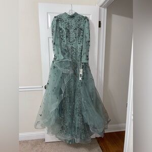 Bellely Teal Gown with Sparkling Embellishments